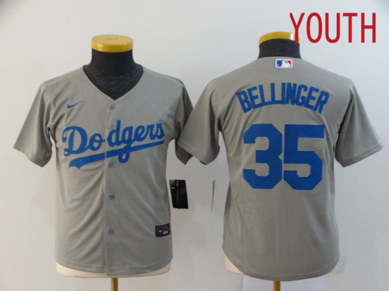Youth Los Angeles Dodgers #35 Bellinger Grey Nike Game MLB Jerseys->youth mlb jersey->Youth Jersey